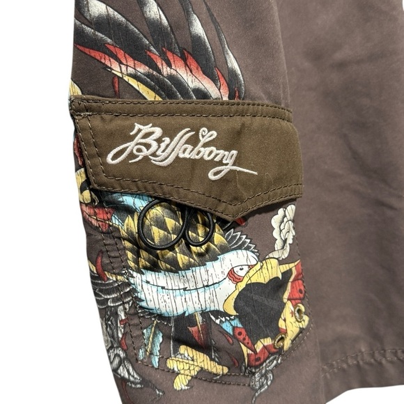 Billabong Mexico Bali Lotus Flower Cobra Snake Eagle Talon Surf Board Shorts 32 - Picture 4 of 16